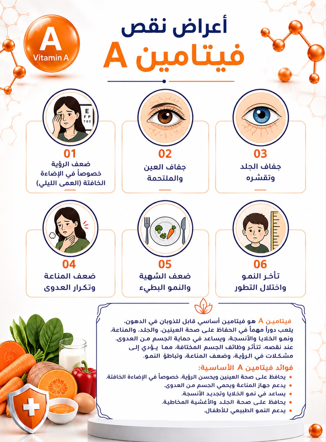 أعراض نقص فيتامين A
